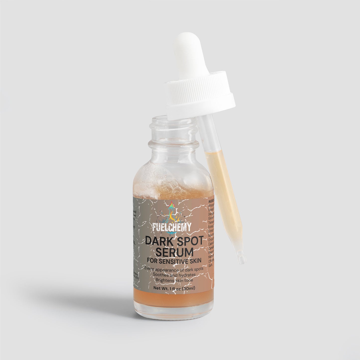 Fuelchemy Dark Spot Serum Sensitive Skin in a dropper bottle for targeted spot treatment