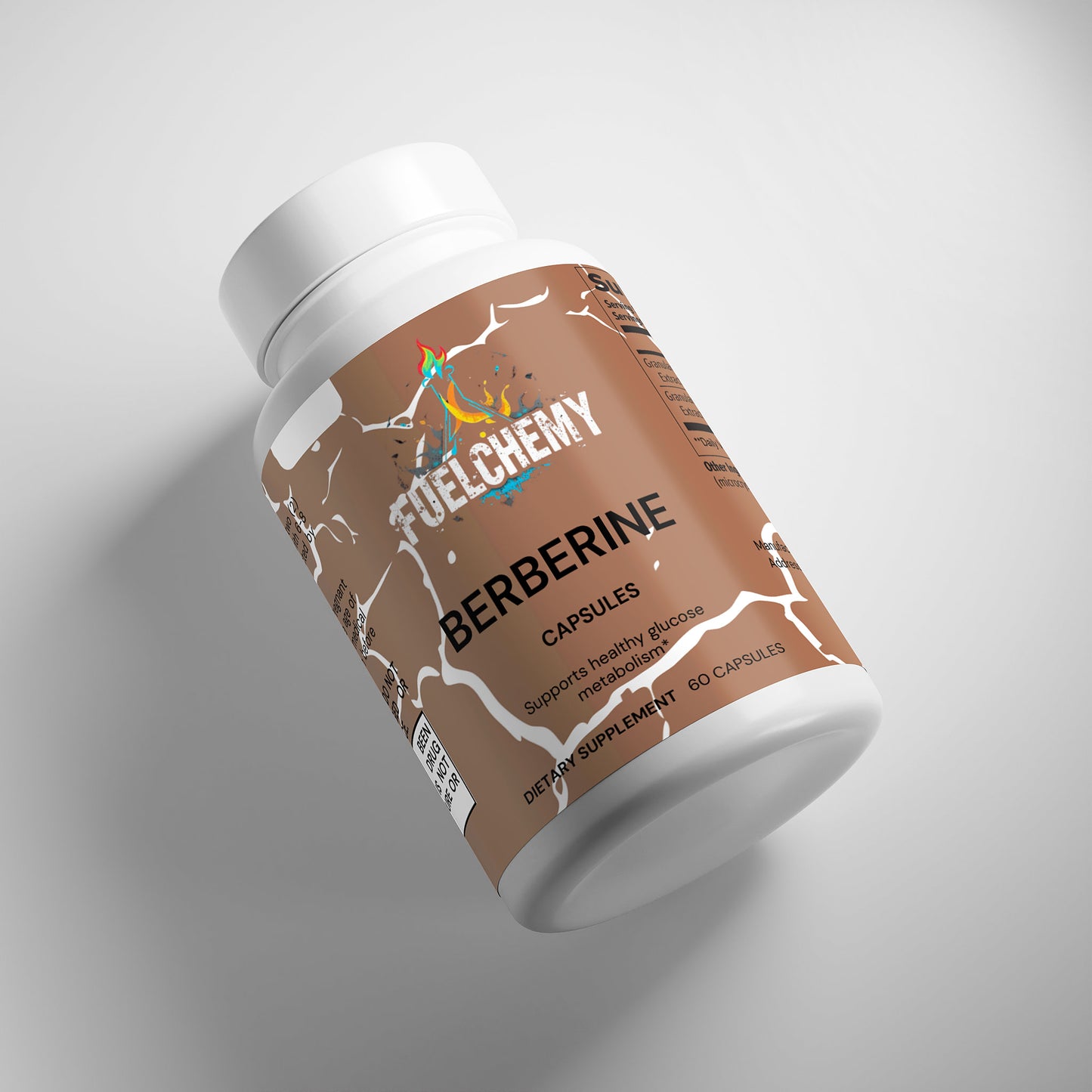 Fuelchemy Berberine capsules for metabolism to support healthy glucose levels in a white bottle