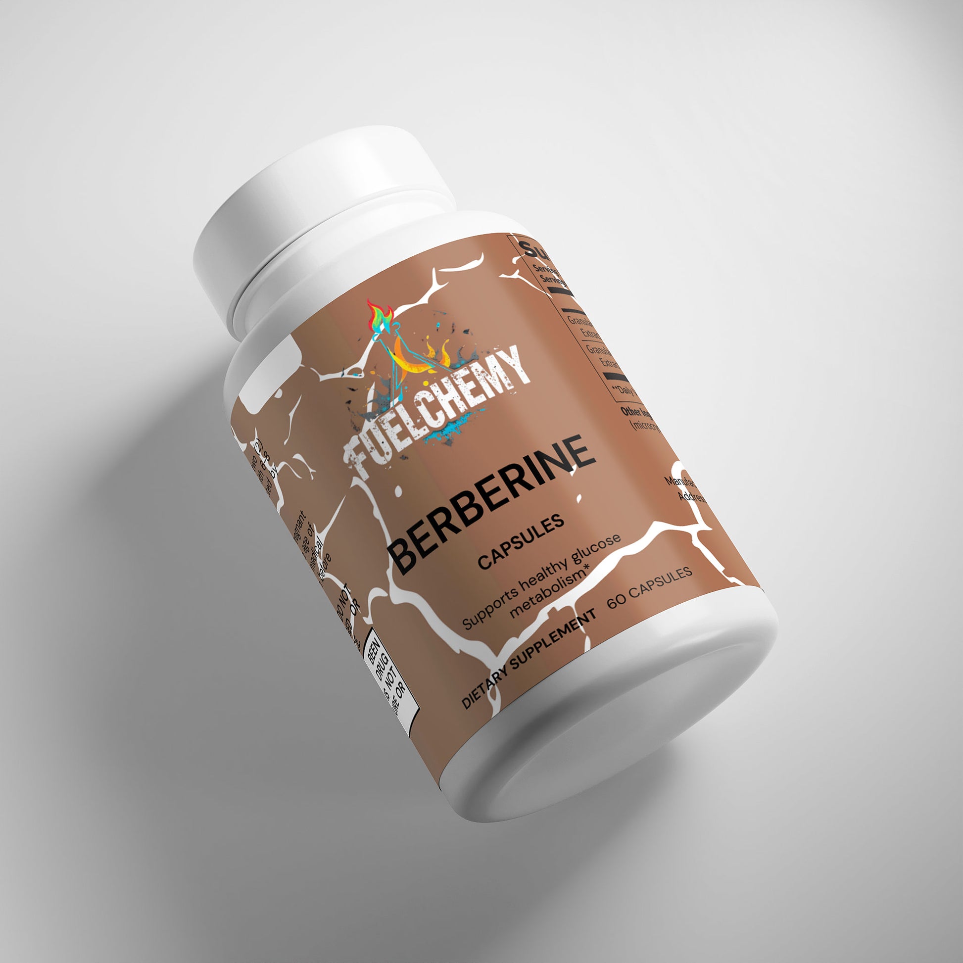 Fuelchemy Berberine capsules for metabolism to support healthy glucose levels in a white bottle