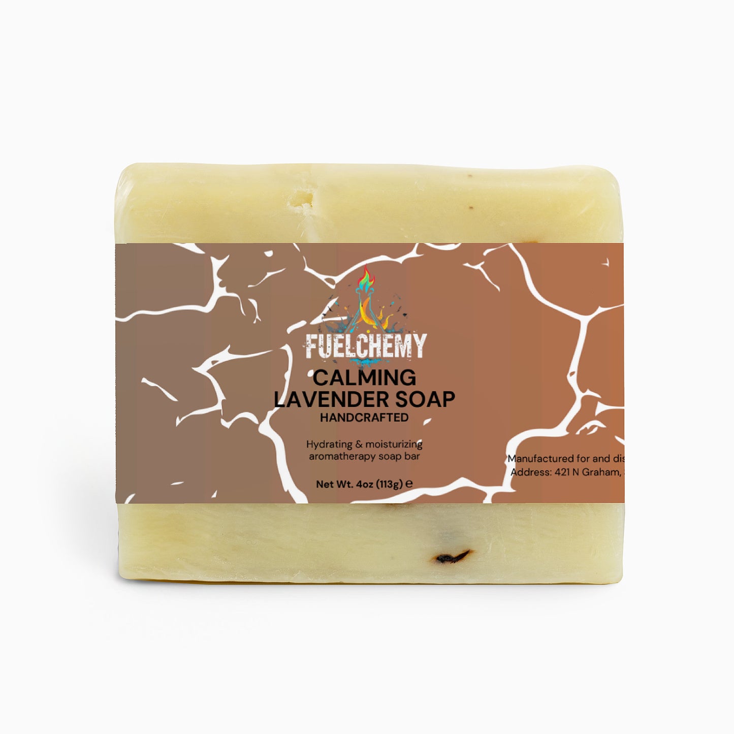 Fuelchemy calming lavender soap bar, handcrafted, hydrating and moisturizing aromatherapy soap bar