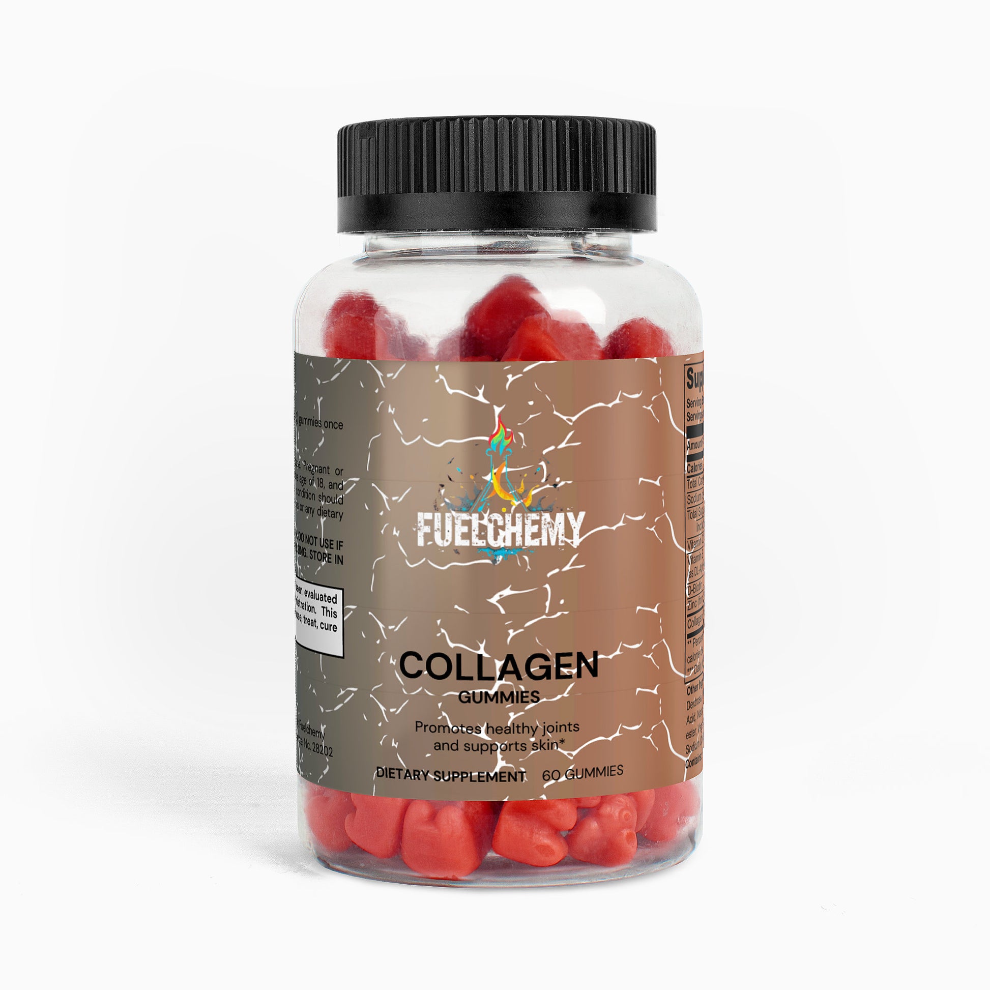 Fuelchemy collagen gummies for adults in a clear bottle for healthy joints and skin support