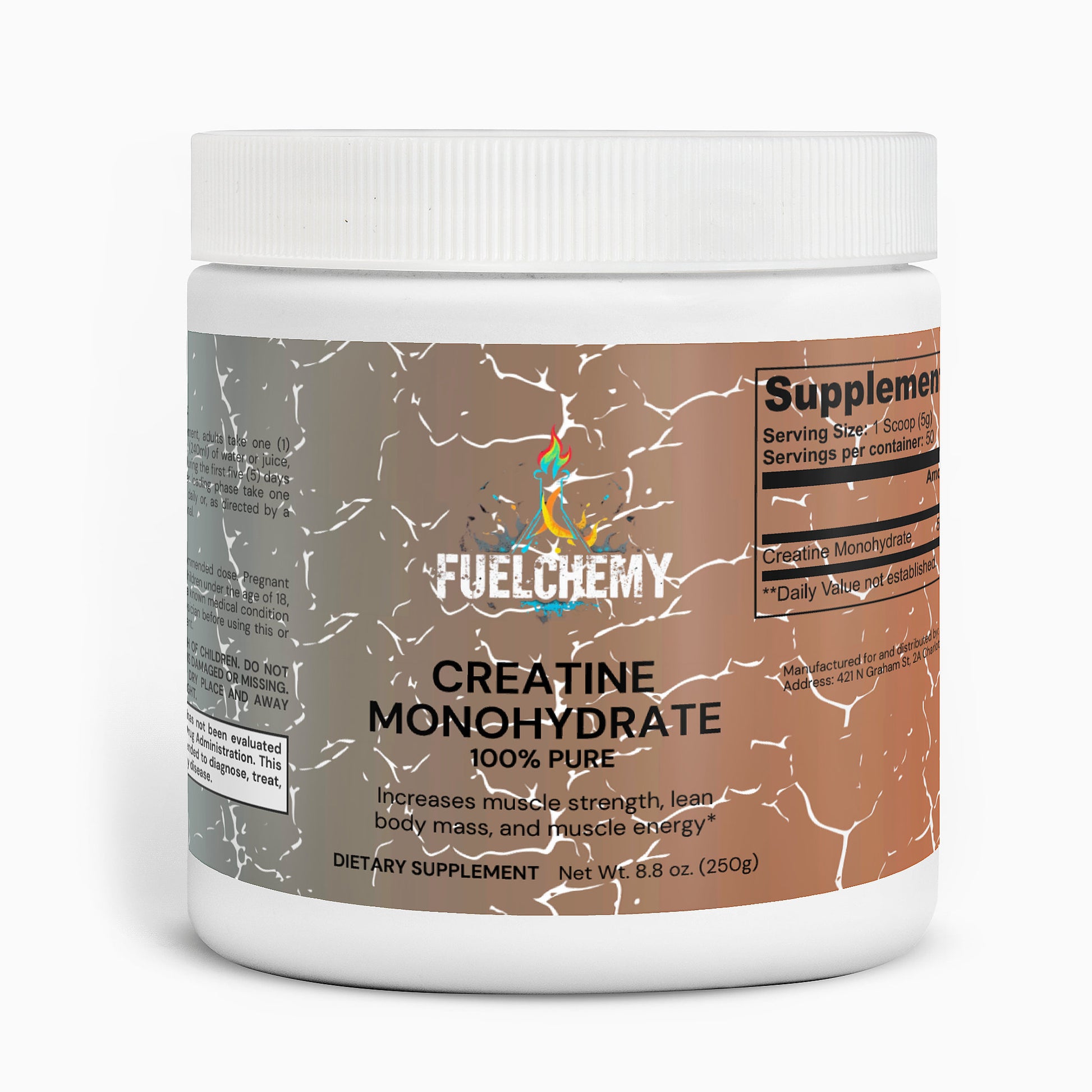 Fuelchemy Creatine Monohydrate 100% Pure for athletes to increase strength and energy