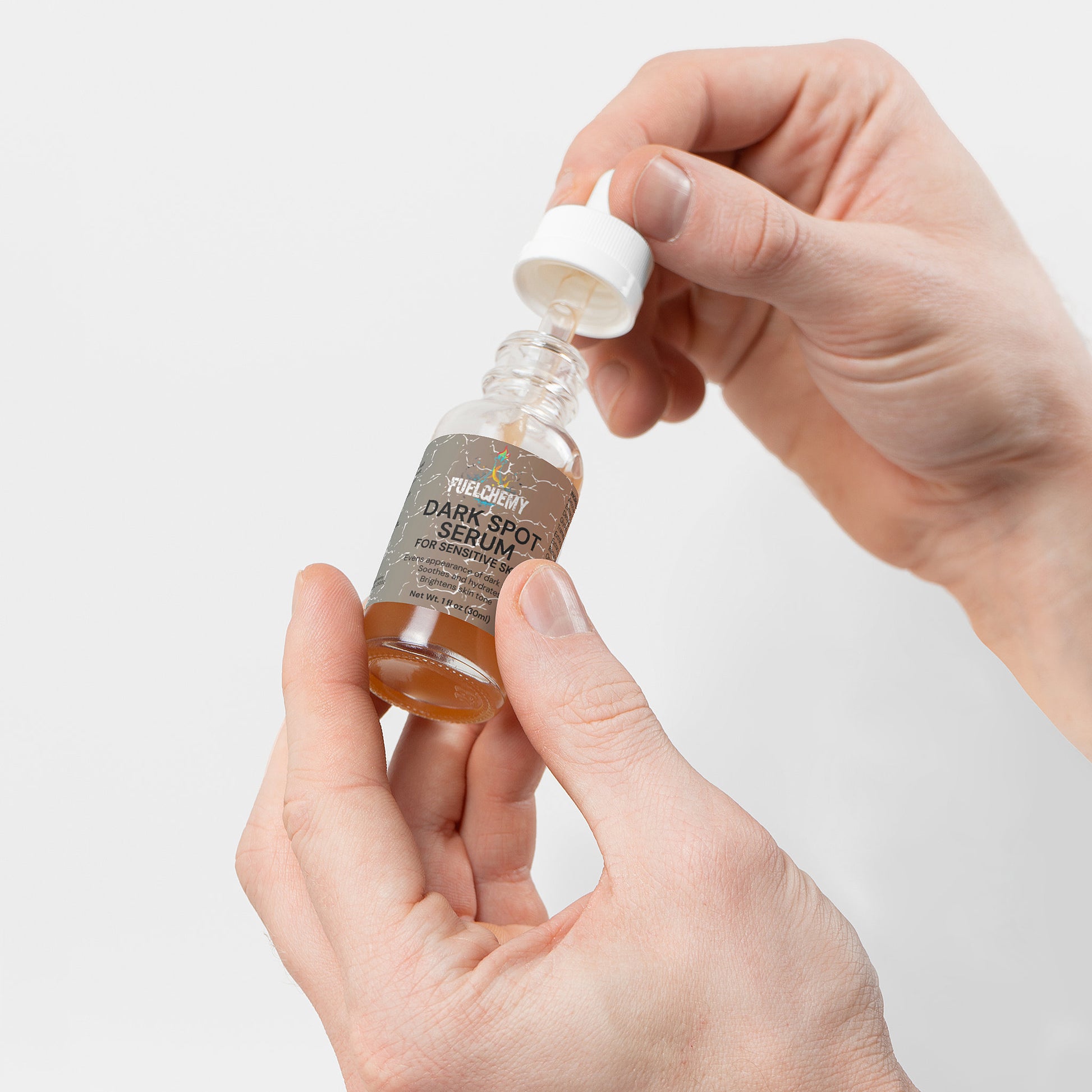 Fuelchemy Dark Spot Serum for sensitive skin in a dropper bottle for effective skincare