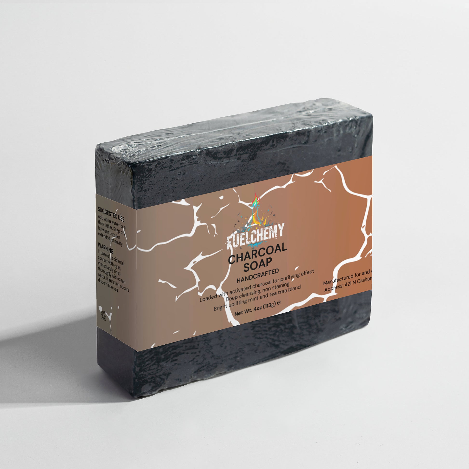 Fuelchemy deep cleansing charcoal soap bar designed for effective skin purification