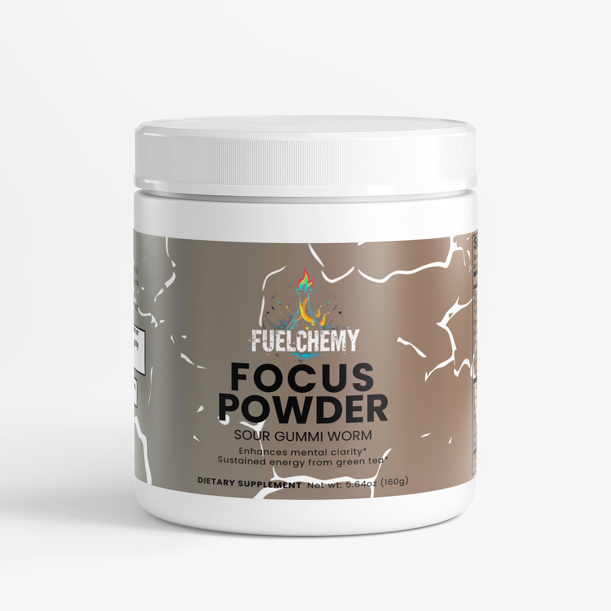 Fuelchemy Focus Powder supplement in Sour Gummi Worm flavor for enhanced mental clarity and sustained energy