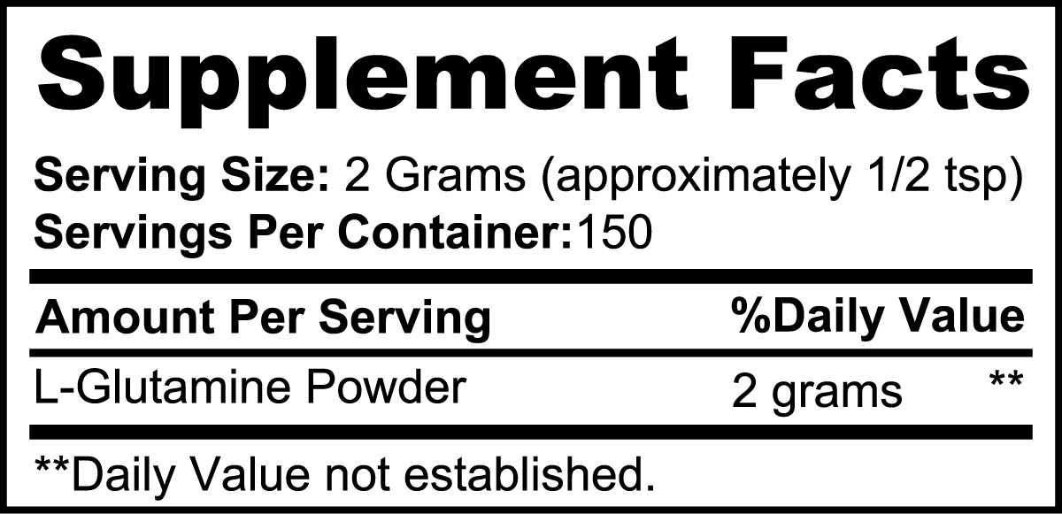 Fuelchemy L-Glutamine Powder supplement facts for muscle recovery L-Glutamine