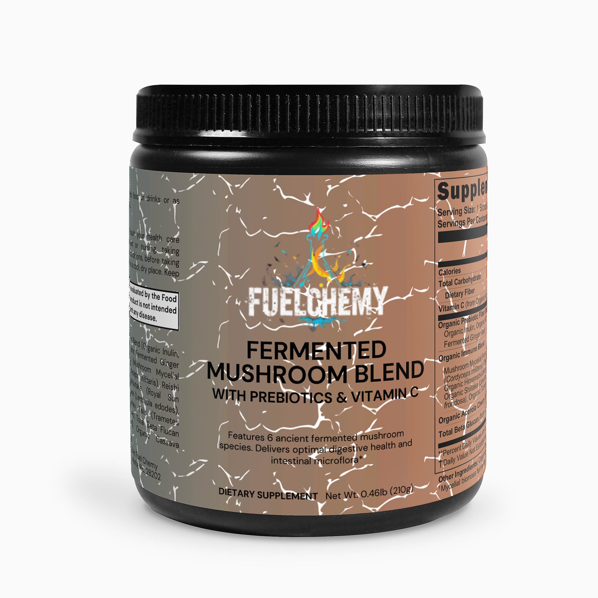 Fuelchemy Fermented Mushroom Blend with Prebiotics and Vitamin C for gut health support