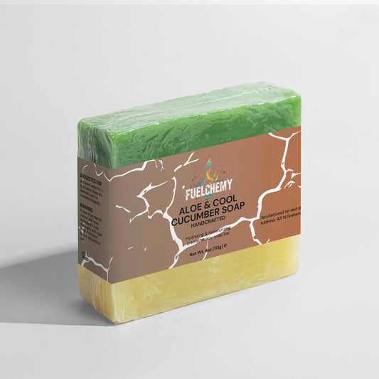 Fuelchemy handcrafted natural aloe soap for skin infused with cucumber for a refreshing cleanse
