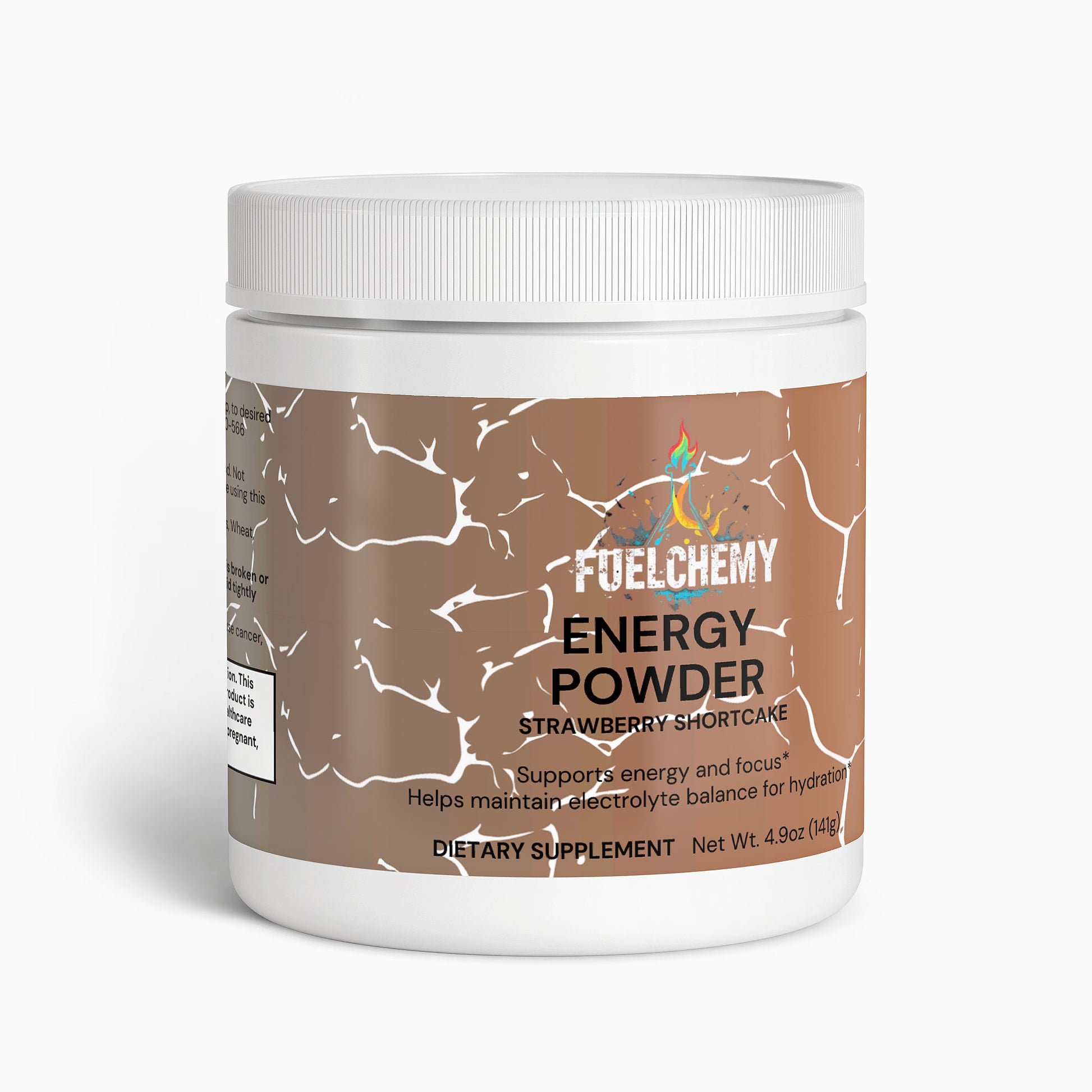 Fuelchemy strawberry shortcake energy powder in a jar for improved energy and hydration support