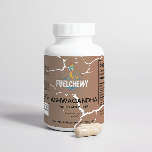 Fuelchemy Ashwagandha Capsules for immune support with black pepper, 60 dietary supplement capsules